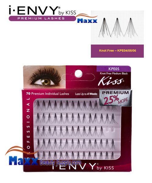 12 Package - Kiss i Envy Individual Eyelashes - KPE05 - Knot Free Medium Black